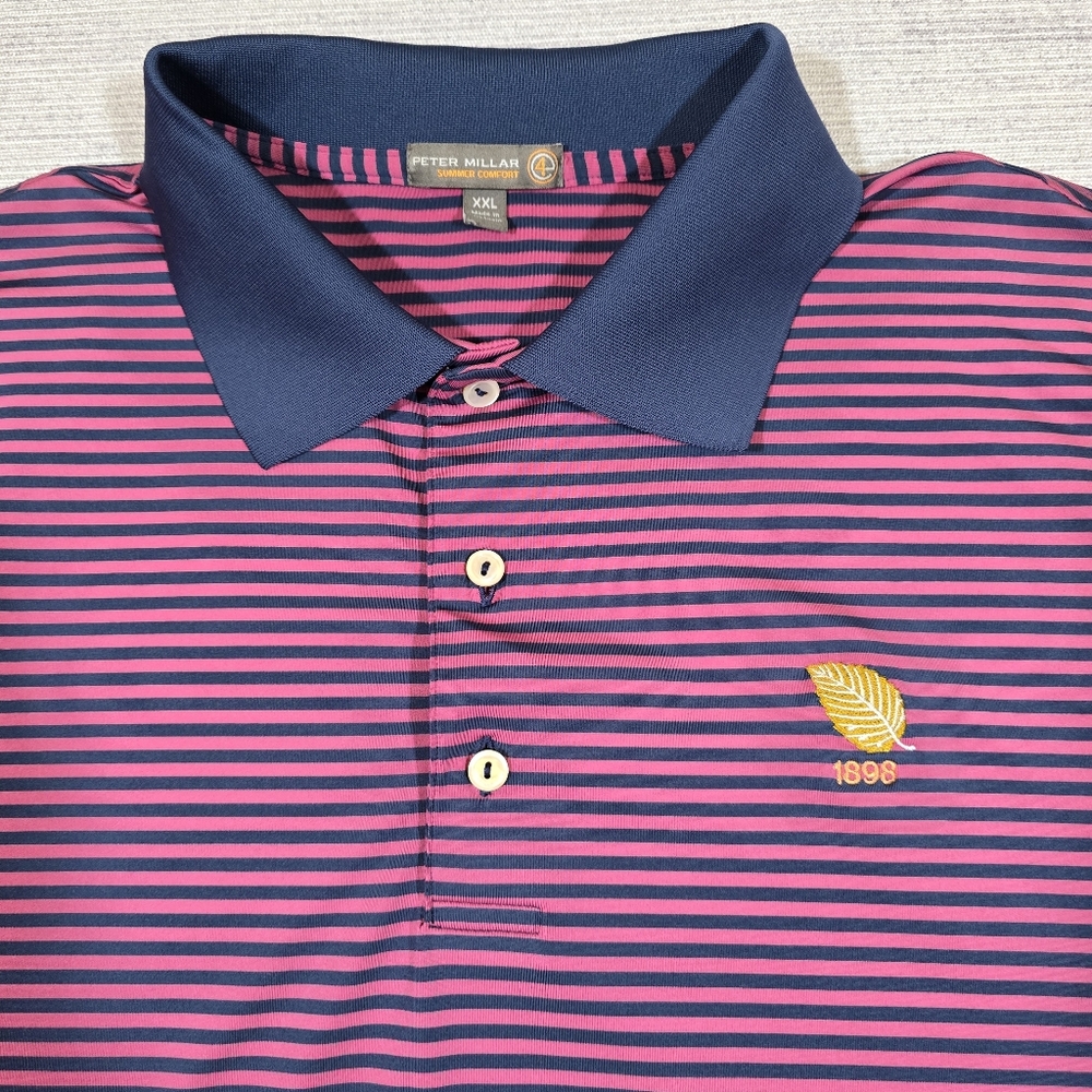 Peter Millar Summer Comfort Performance Golf Polo Shirt Mens XXL Striped Logo